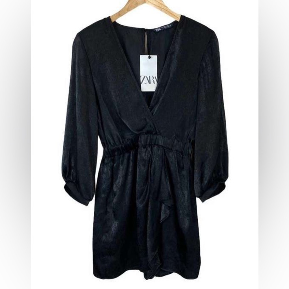 Zara Black Satin Romper size XL